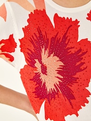 Roman Orange Floral Print Embellished Knit Top - Image 5 of 5