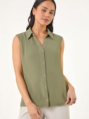Roman Green Petite Sleeveless Blouse - Image 1 of 5