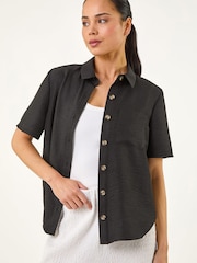 Roman Black Petite Button Up Pocket Shirt - Image 1 of 5