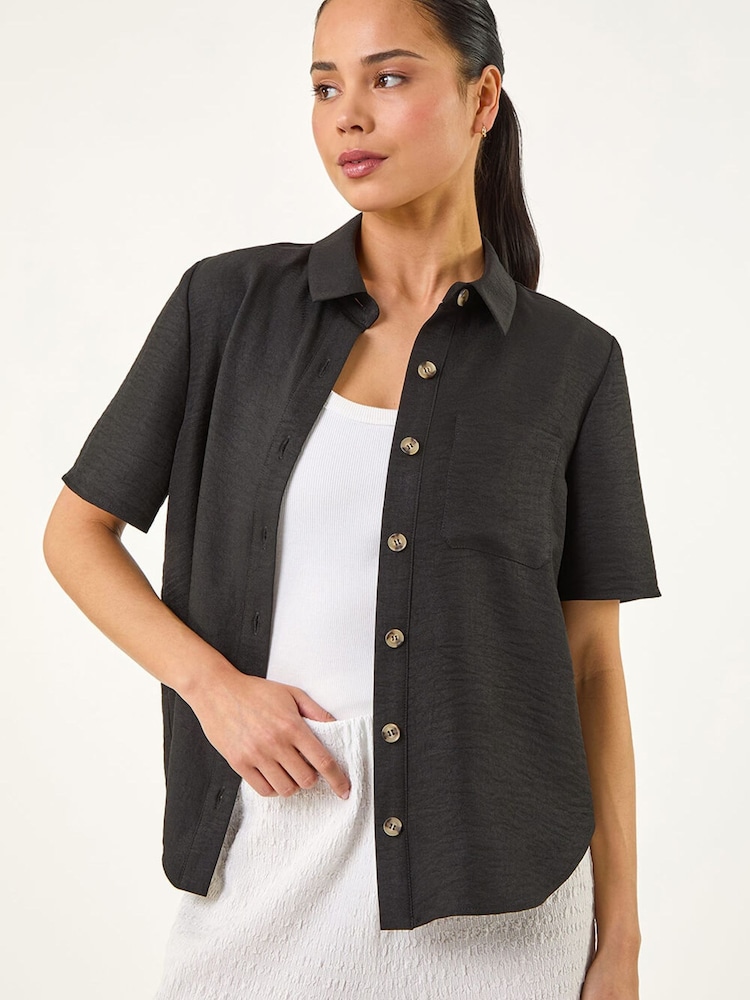Roman Black Petite Button Up Pocket Shirt - Image 1 of 5