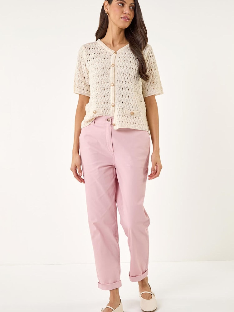 Roman Pink Plain Cotton Chino Trousers - Image 2 of 5 Roman Pink Plain Cotton Chino Trousers - Image 2 of 5