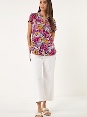 Roman Pink Floral Print Stretch Shirt - Image 2 of 5