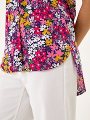 Roman Pink Floral Print Stretch Shirt - Image 5 of 5