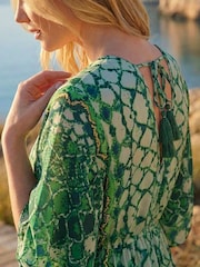 Roman Green Boho Aztec Maxi Dress - Image 4 of 4