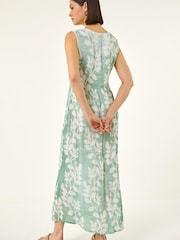 أخضر - Roman Leaf Print Crinkle Dress - Image 3 of 5