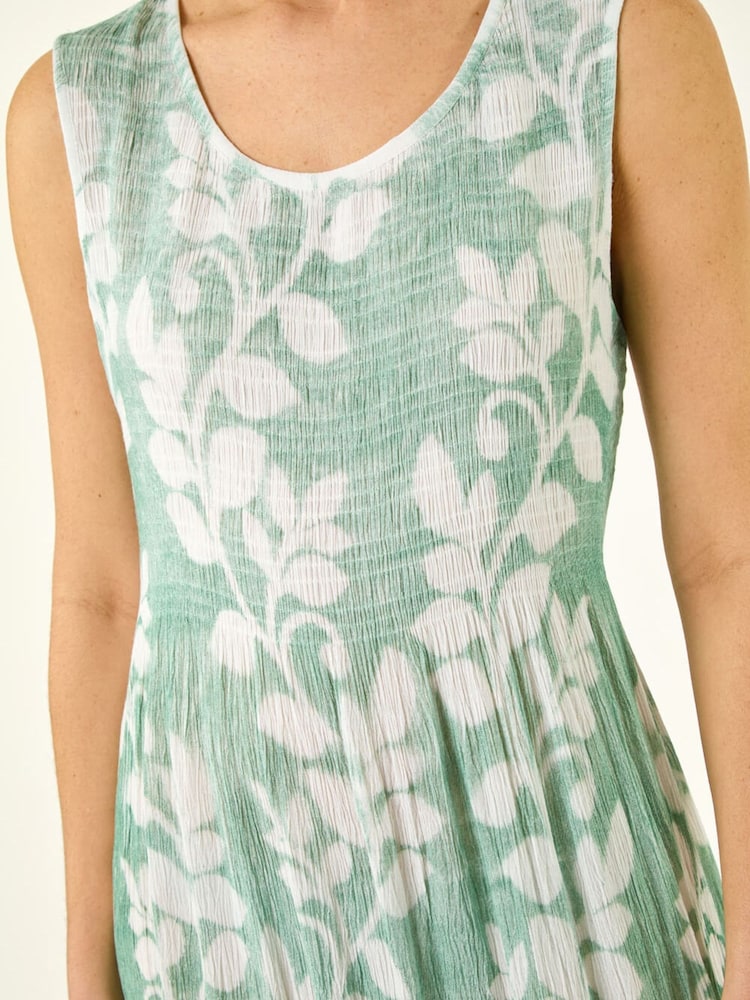 أخضر - Roman Leaf Print Crinkle Dress - Image 5 of 5 أخضر - Roman Leaf Print Crinkle Dress - Image 5 of 5