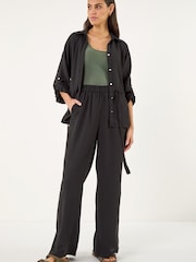 Roman Black Crepe Elasticated Waist Trousers - Image 2 of 5