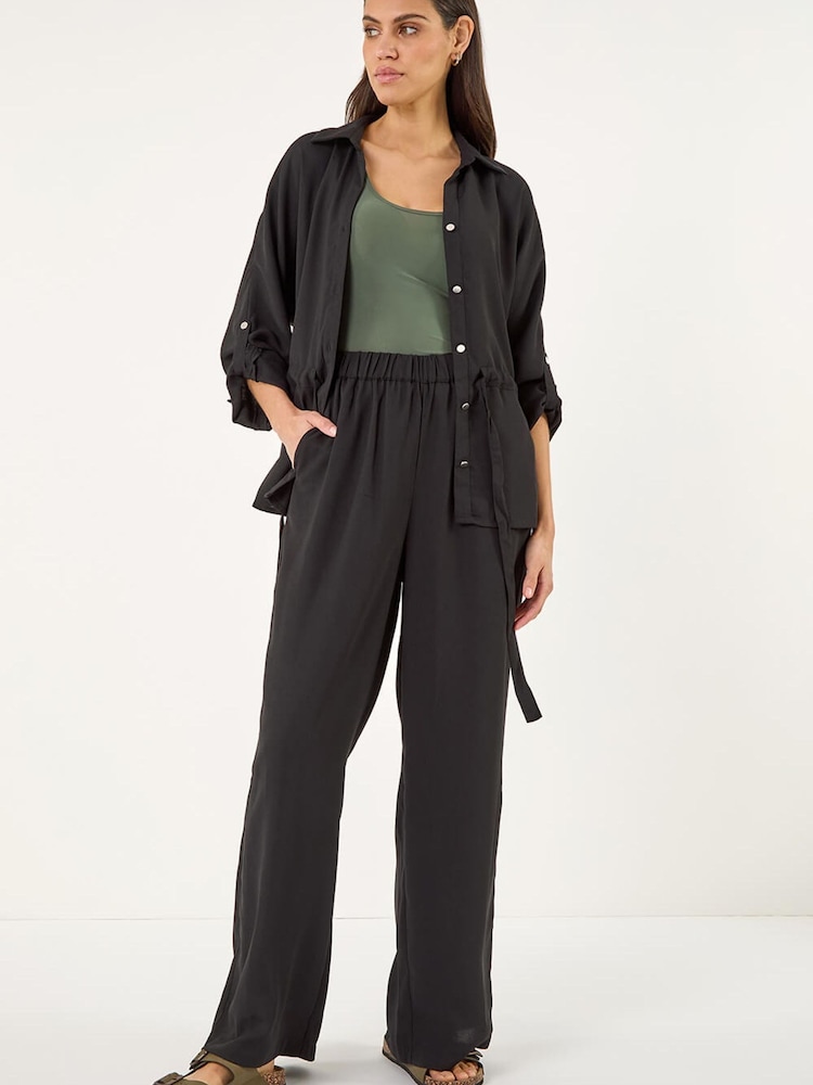 Roman Black Crepe Elasticated Waist Trousers - Image 2 of 5 Roman Black Crepe Elasticated Waist Trousers - Image 2 of 5