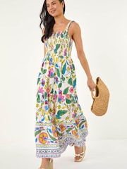 Roman Green Petite Floral Print Strappy Midi Dress - Image 1 of 5