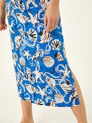 Roman Blue Shell Print Midi Dress - Image 5 of 5