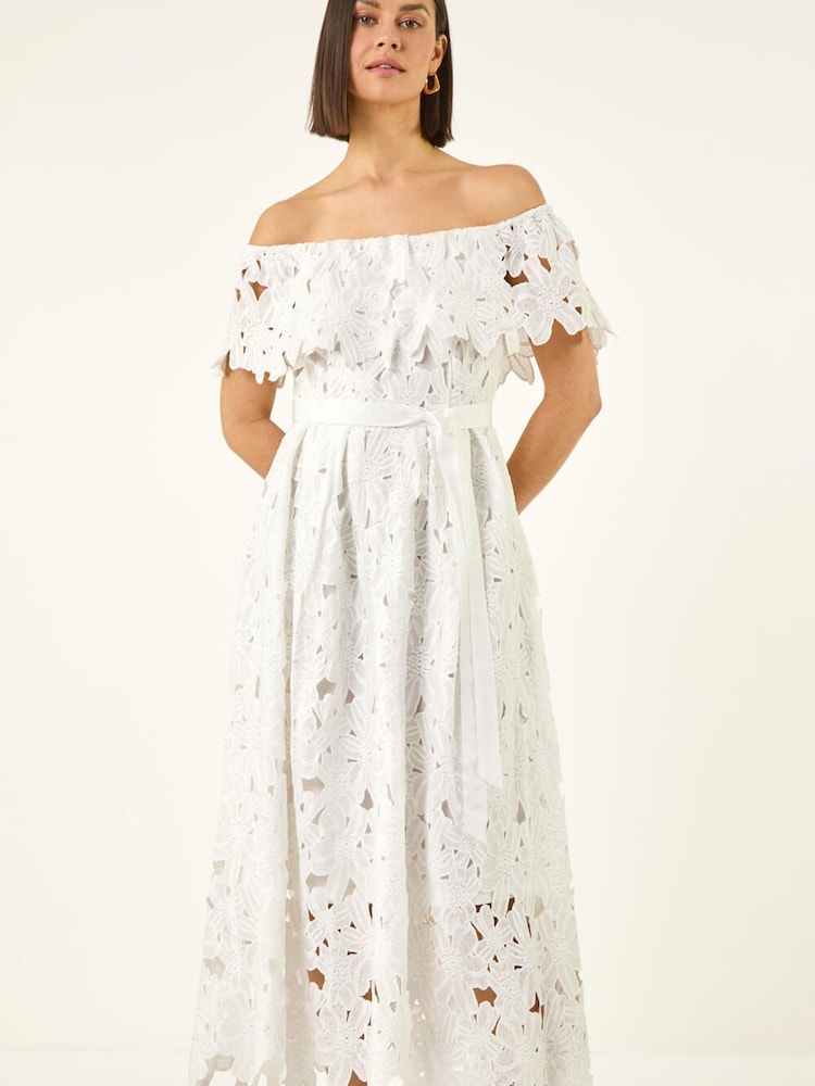 bardot lace maxi dress Black Lace Maxi Dress