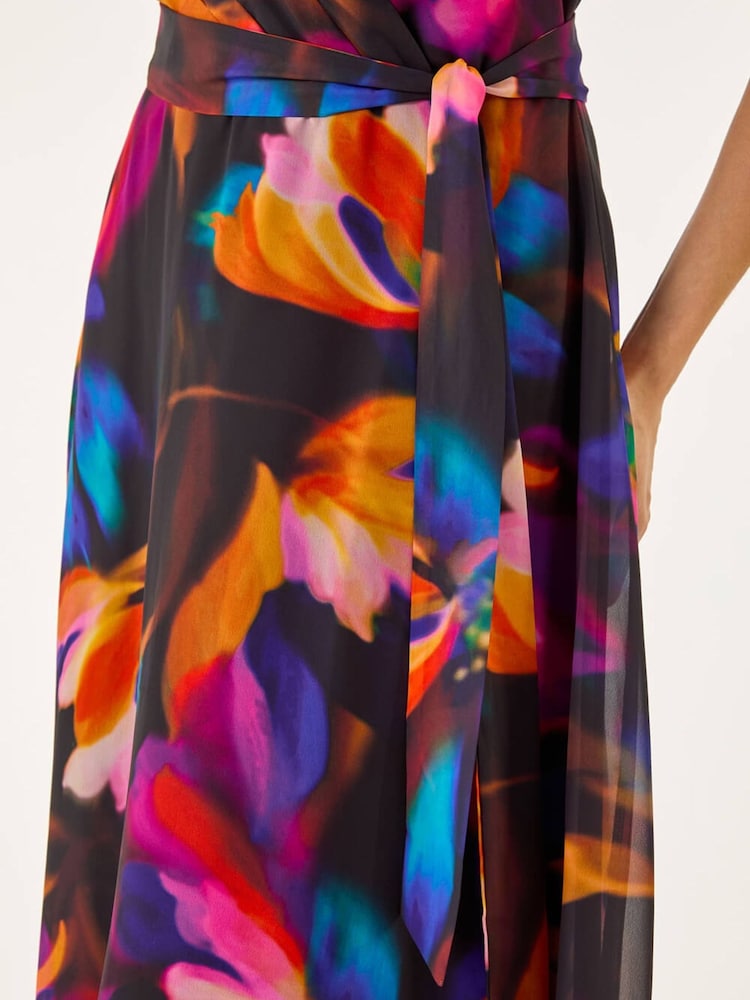 Roman Black Floral Halter Dress - Image 5 of 5 Roman Black Floral Halter Dress - Image 5 of 5