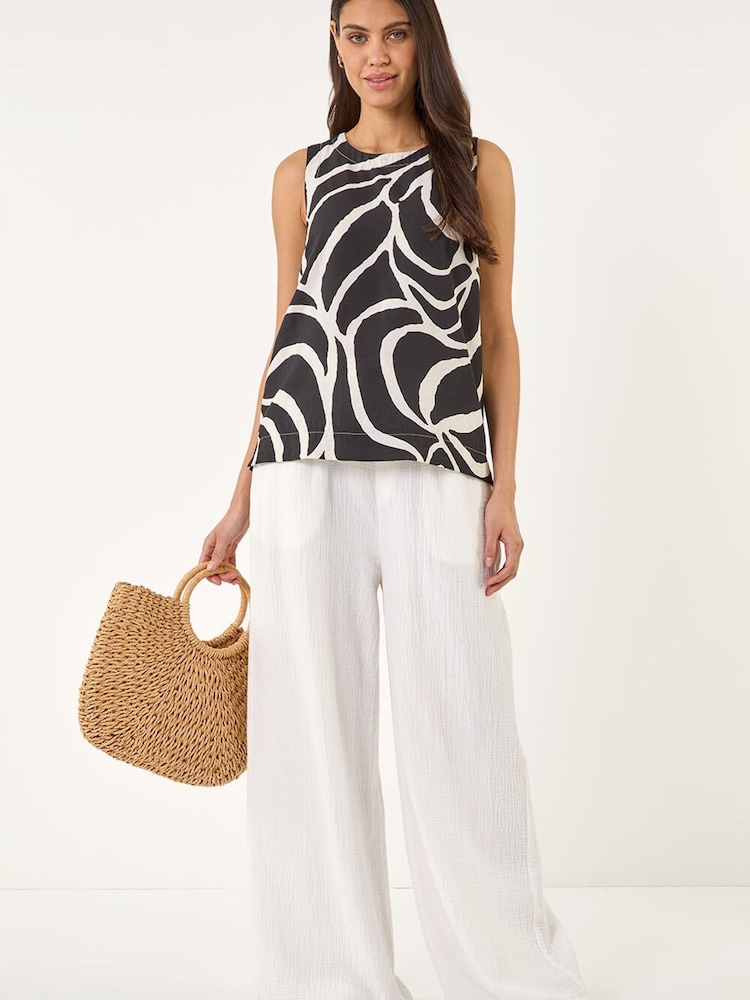 Roman Black Mono Abstract Shell Top - Image 2 of 5