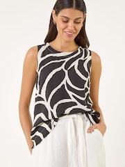 Roman Black Mono Abstract Shell Top - Image 4 of 5