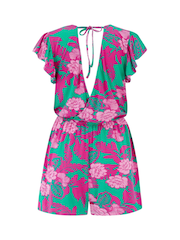 Pour Moi Green/Pink Amelia Frill Stretch Jersey Beach Playsuit - Image 5 of 5