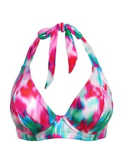 Pour Moi Pink/Green/Blue Halterneck Malibu Bikini Top - Image 3 of 4