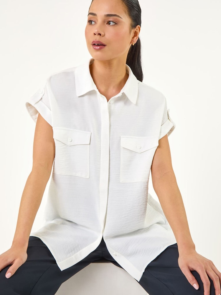 Roman White Petite Pocket Blouse - Image 1 of 5