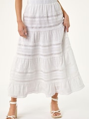 Roman White Petite Lace Trim Maxi Skirt - Image 4 of 5