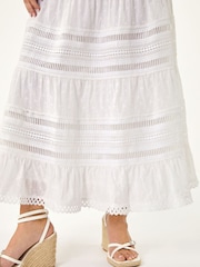 Roman White Petite Lace Trim Maxi Skirt - Image 5 of 5