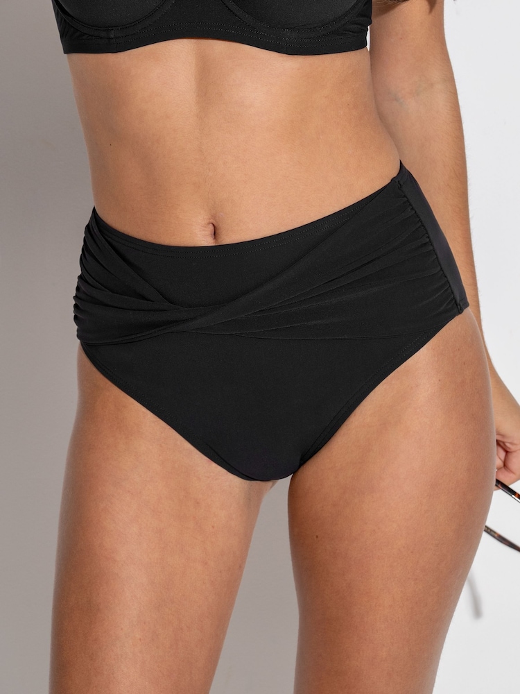Pour Moi Black High Waist Tulum Luxe Matte Bikini - Image 1 of 4 Pour Moi Black High Waist Tulum Luxe Matte Bikini - Image 1 of 4
