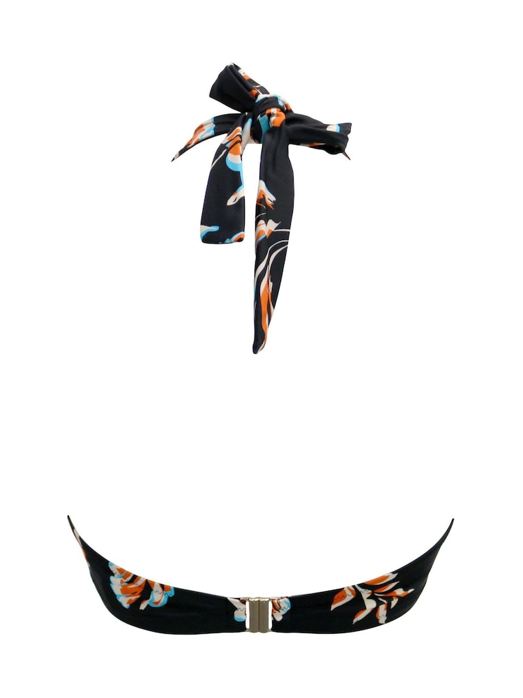 Pour Moi Black/Orange/Blue Halterneck Madrid Bikini Top - Image 4 of 4 Pour Moi Black/Orange/Blue Halterneck Madrid Bikini Top - Image 4 of 4