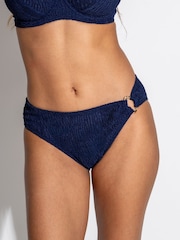 Pour Moi Navy Algarve Ring Side Textured Bikini Bottoms - Image 2 of 4