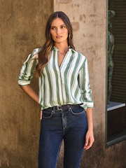 Pure Collection Khaki Linen Loose Fit Shirt - Image 1 of 3