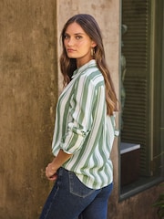 Pure Collection Khaki Linen Loose Fit Shirt - Image 2 of 3