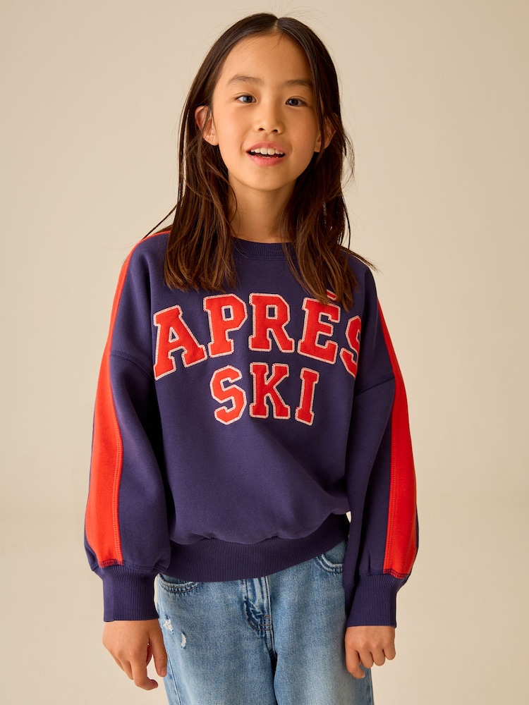 Navy/Red Après Sweatshirt (3-16yrs) - Image 1 of 4 Navy/Red Après Sweatshirt (3-16yrs) - Image 1 of 4
