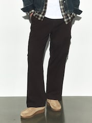 Dark Brown Baggy Fit Cotton Stretch Cargo Trousers - Image 2 of 12