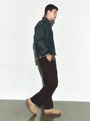 Dark Brown Baggy Fit Cotton Stretch Cargo Trousers - Image 3 of 12