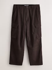 Dark Brown Baggy Fit Cotton Stretch Cargo Trousers - Image 8 of 12