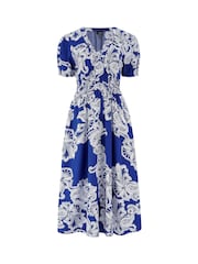 Pour Moi Blue Danielle Elasticated Chanel Tiered Midi Dress - Image 3 of 4