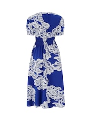 Pour Moi Blue Danielle Elasticated Chanel Tiered Midi Dress - Image 4 of 4