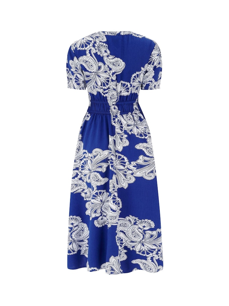 Pour Moi Blue Danielle Elasticated Chanel Tiered Midi Dress - Image 4 of 4 Pour Moi Blue Danielle Elasticated Chanel Tiered Midi Dress - Image 4 of 4