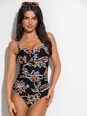 Pour Moi Black/Orange/Blue Santa Monica Removable Straps Tummy Control Swimsuit - Image 1 of 4