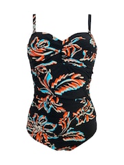 Pour Moi Black/Orange/Blue Santa Monica Removable Straps Tummy Control Swimsuit - Image 3 of 4