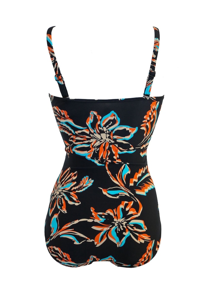 Pour Moi Black/Orange/Blue Santa Monica Removable Straps Tummy Control Swimsuit - Image 4 of 4 Pour Moi Black/Orange/Blue Santa Monica Removable Straps Tummy Control Swimsuit - Image 4 of 4