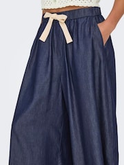 ONLY Blue Linen Blend Knot Trousers - Image 3 of 6