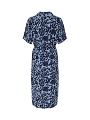 ONLY Blue Short Sleeve Floral Button Through Midi Shirt Dress - Image 2 of 2