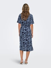 ONLY Blue Short Sleeve Floral Button Through Midi Shirt Dress - Image 5 of 7