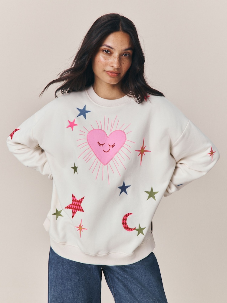 Cosmic Rainbow Embroidered - Little Bird by Jools Oliver Sweat-shirt oversize à col rond - Image 2 de 5