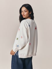 Cosmic Rainbow Embroidered - Little Bird by Jools Oliver Sweat-shirt oversize à col rond - Image 4 de 5