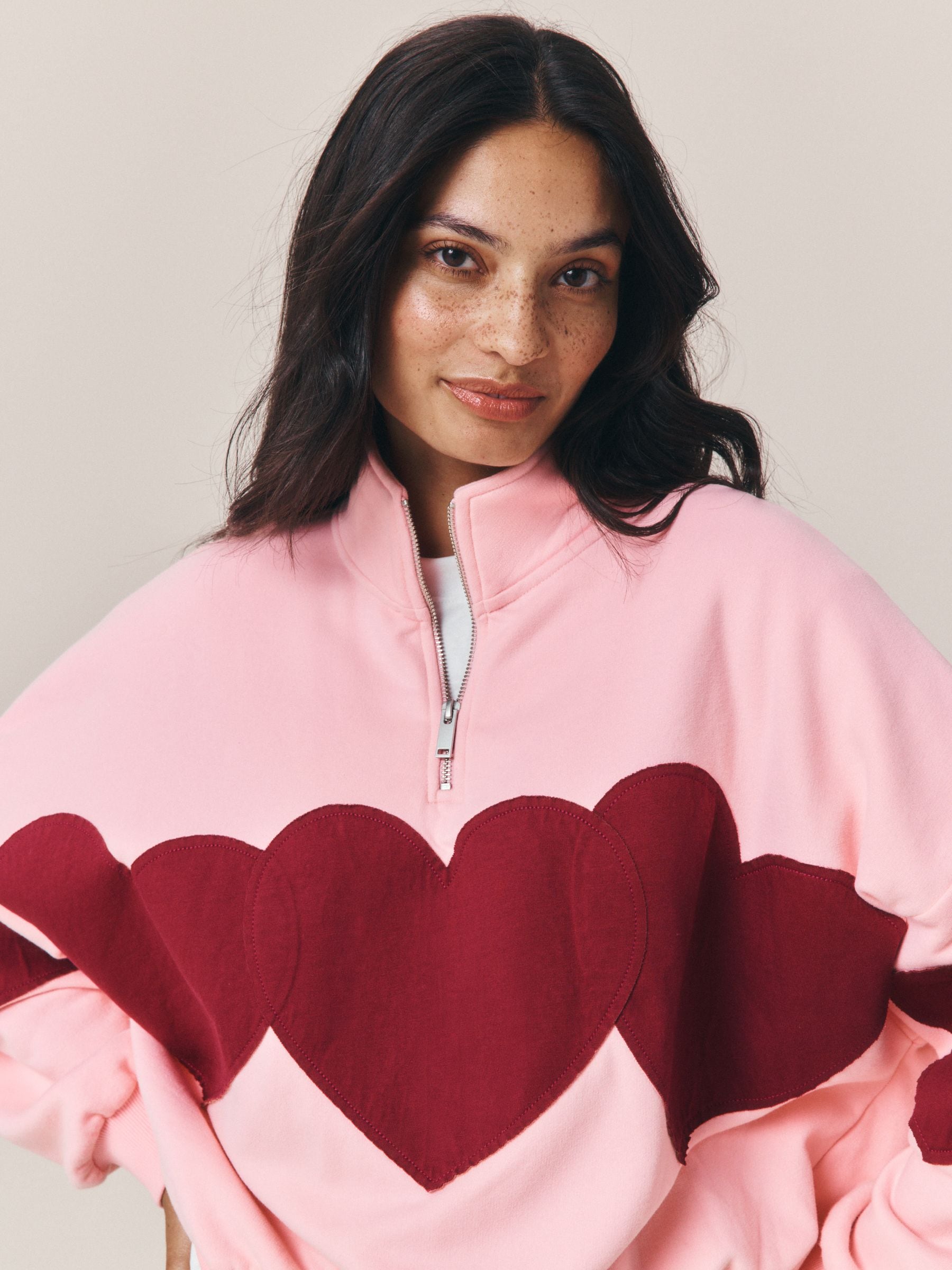 Buy Little Bird Pink/Burgundy Applique 1/4 Zip Sweat Top from Next USA
