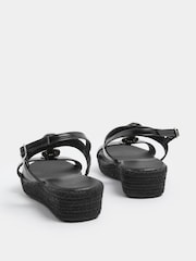 Yours Curve Black Extra Wide Fit Hammered Disk Wedge Sandals - Image 4 of 5