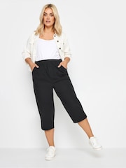 Yours Curve Black Cool Cotton Cropped Trousers 2 Pack - Image 3 of 8