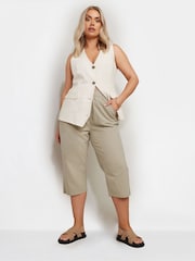 Yours Curve Black Cool Cotton Cropped Trousers 2 Pack - Image 5 of 8