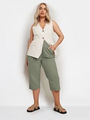 Yours Curve Blue Cool Cotton Cropped Trousers 2 Pack - Image 3 of 7
