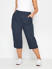 Yours Curve Blue Cool Cotton Cropped Trousers 2 Pack - Image 4 of 7