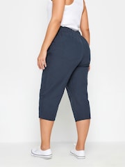 Yours Curve Blue Cool Cotton Cropped Trousers 2 Pack - Image 5 of 7